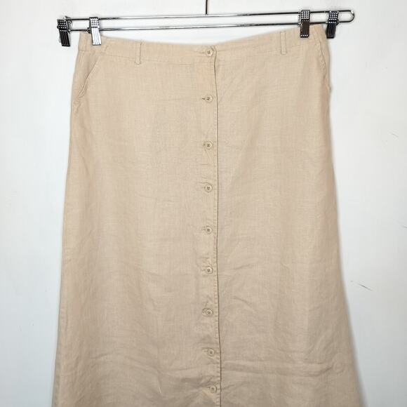 Autograph New York Linen Maxi Skirt Button Up Beige Natural - Picture 2 of 9